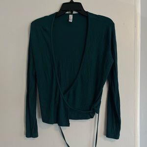 Forest green wrap top